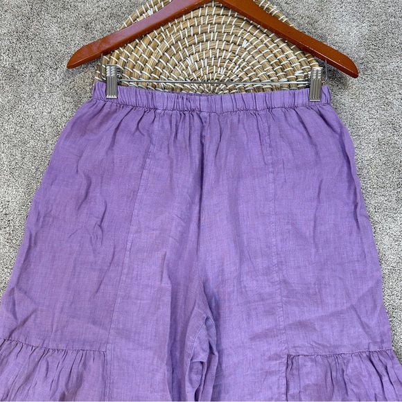 Et’Lois Women’s 100% Linen Tanya Pull On Pants Wide Leg Made in USA in Purple S - Picture 2 of 14
